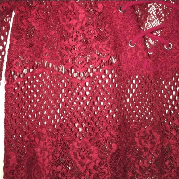 Lace up red top - Picture 2 of 2